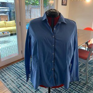 Lands' End, Size 20, Business Blue w/black piping button down